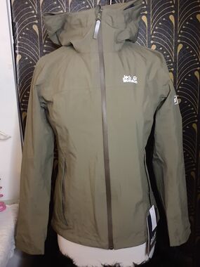 Jack Wolfskin Olive Hooded Waterproof Shell Jacket